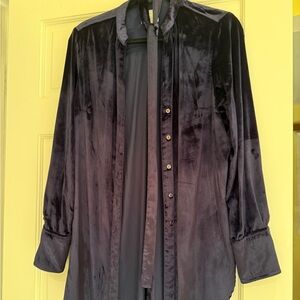 Anthropologie (Maeve) dark blue Crushed Velvet Top